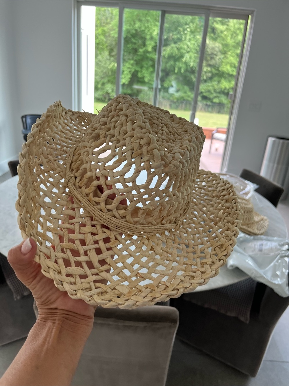 Woven Straw Sun Hat - Natural Beige - Picture 4 of 5